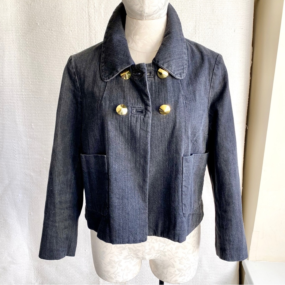 3.1 Phillip Lim M Stretch Denim Blazer Grey Black Casual Jean Jacket Spring Fall - Picture 9 of 10